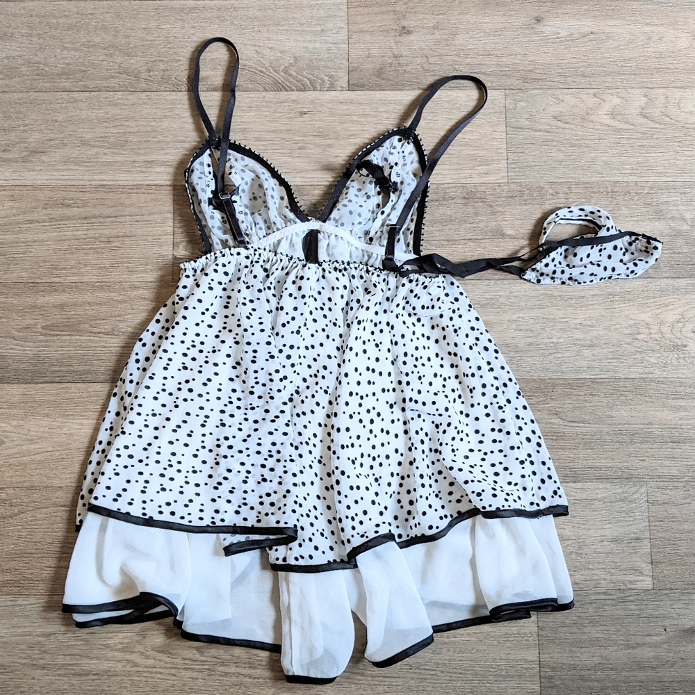 Victoria's Secret Polka Dot Black & White Lingerie Set Size Small - Picture 5 of 7